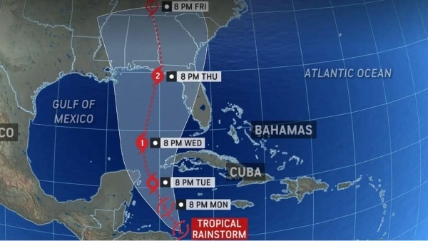 Path predicted for Hurricane Helene in the FL Gulf