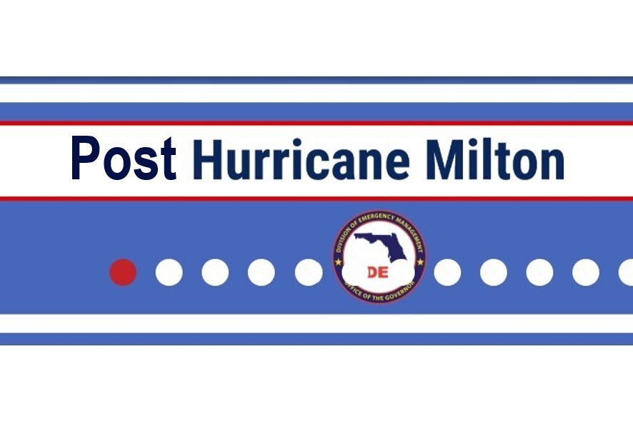 Post Hurricane Milton text on white and blue background